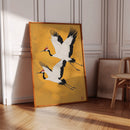 Japanese Red-Crowned Cranes – Elegant Minimalist Wall Art