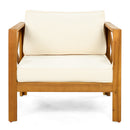Outdoor Acacia Wood Club Armchair with Cushions (Set of 4)