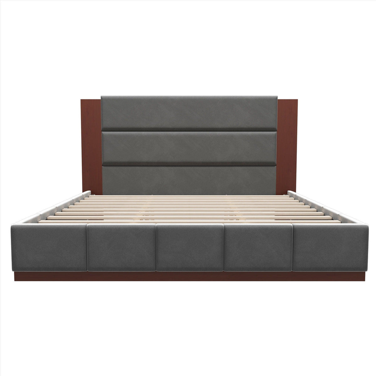 Modern Upholstered Platform Bed With Extended Headboard, photo 9 of 23