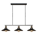 GobekUsa Metallic Antique Cone Shade Pendant Lighting - Black, 3 Heads - Island Hanging Light