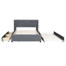 Upholstered Platform Bed With Brick Pattern Headboard And Twin Long Size Trundle by HouseOfZazla