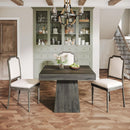 Square Dining Table For 4 With Thick Grain Top And Sturdy Pedestal Base - Gray by HouseOfZazla