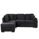 87.4" Sleeper Sofa Bed,2 in 1 Pull Out sofa bed L Shape Couch with Storage Ottoman for Living Room,Bedroom Couch and Small Apartment, Black