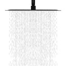 12" Square Rainfall Shower Head With Wall / Ceiling Mount, 304 Stainless Steel - Matte Black
