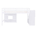 Loft Bed With Storage Staircase, Window & LED Light