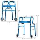 Adjustable Heavy-Duty Folding Walker with Unidirectional Wheels and Bi-Level Armrests-Black by LJGDeals