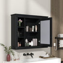 Wall-Mounted Bathroom Storage Cabinet With Mirror, 6 Open Shelves - Black by HouseOfZazla