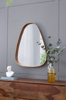 Irrgeular Mirror With Frame, Wall Mirror For Living Room Bathroom Entryway - Brown by HouseOfZazla