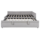 Full Size Upholstered L-Shaped Upholstered Daybed with Twin
Size Pop Up Trundle, Gray