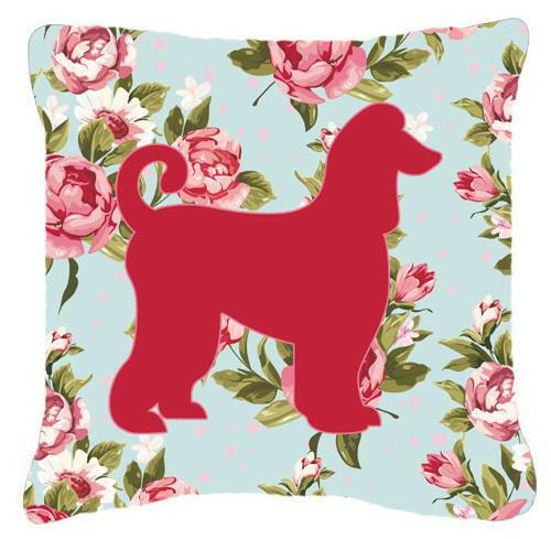 Afghan Hound Shabby Chic Blue Roses   Canvas Fabric Decorative Pillow BB1066