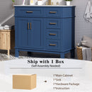 Bathroom Vanity With Ceramic Sink, Soft-Close Doors, 4 Storage Drawers - Blue by HouseOfZazla