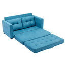 59.4" Loveseat Sofa with Pull-Out Bed Modern Upholstered Couch with Side Pocket for Living Room Office, Blue