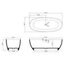 67 in. x 31 in. Oval Freestanding Solid Surface Soaking Bathtub with Center Drain in Matte by HouseOfZazla