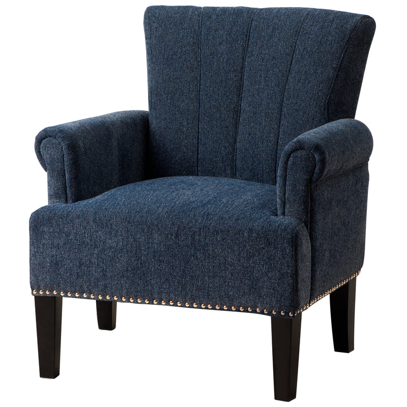 Accent Rivet Tufted Polyester Armchair, Navy Blue