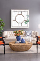Antique Style Decorative Square Wall Mirror With Mirrored Frame, Wall Decor For Living Room Entryway, Console Lean Against Wall - Silver by HouseOfZazla