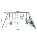 Interesting Four Function Swingset With Face To Face Metal Plastic Safe Swing Seat 550Lbs For Outdoor Playground For Age 3+ - Blackish Green by HouseOfZazla