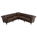 Man cave Sofa Couch for garage, Living Room, L Shaped Reversible Modern Chesterfield Sofa with Rolled Arms and Nailhead, 5 Seat Tufted Couch for Small or Large Space(Dark Brown) PU Leather