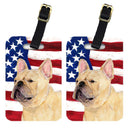 USA American Flag with French Bulldog Luggage Tag