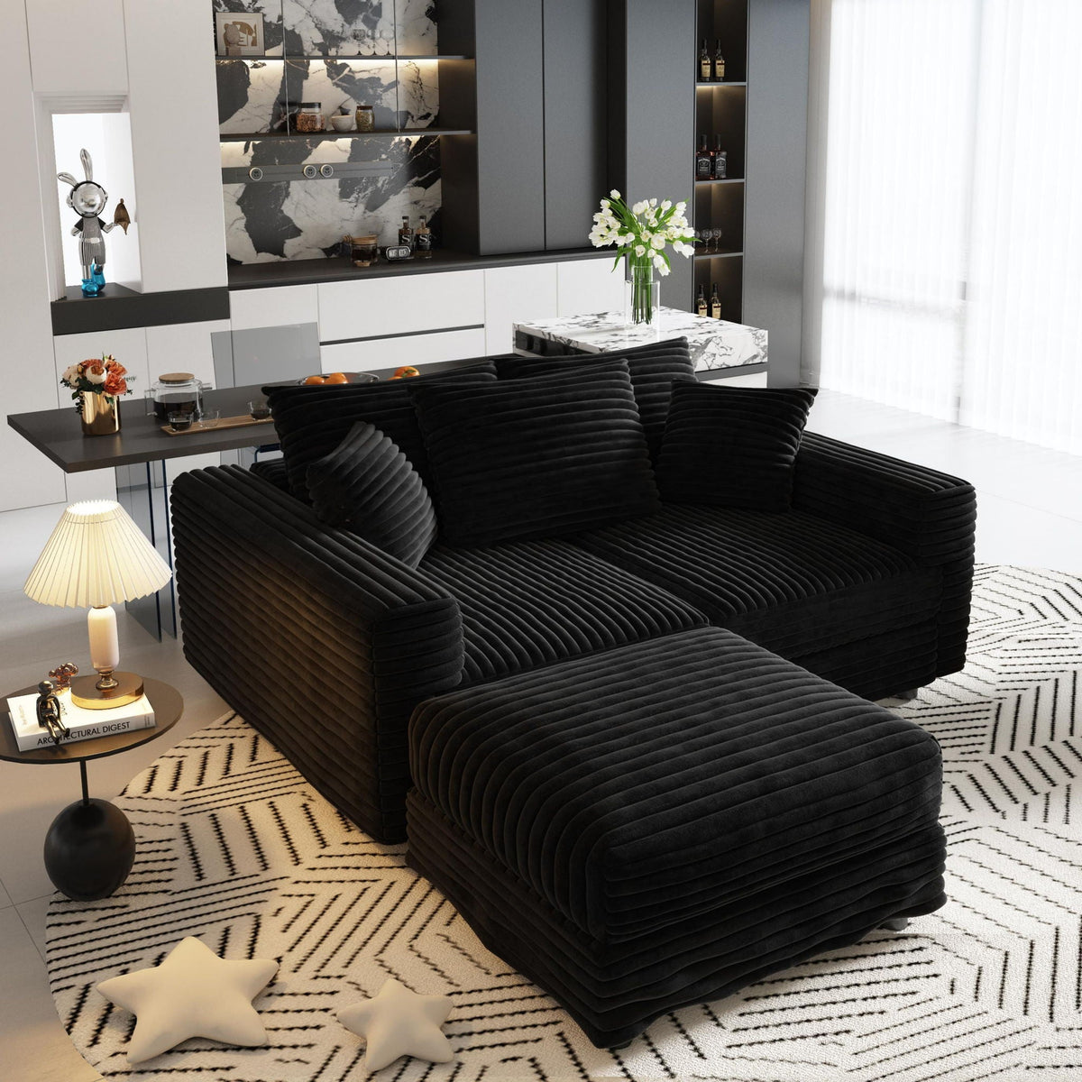 Deep Seat Convertible Sofa With Soft Pillows And Ottomans, photo 37 of 40