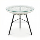 Nusa Outdoor Synthetic Wicker Glass-Top Side Table by HouseOfZazla