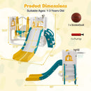 7-in-1 Toddler Swing and Slide Set L-shaped with Ladder and Basketball Hoop by LJGDeals