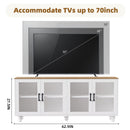 Farmhouse TV Stand With Solid Wood Gourd Shaped Legs For TVs Up To 70" by HouseOfZazla