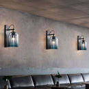 GobekUsa Modern Gradient Glass Sconce Lighting Fixture: 2 Shades, Black Wall Mount with 1 Bulb
