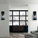 GobekUsa Modern Gradient Glass Sconce Lighting Fixture: 2 Shades, Black Wall Mount with 1 Bulb