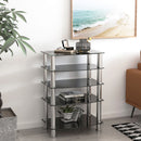 5 Tier Tempered Glass Side Table, Stainless Steel Frame End Table For Living Room, Bedroom - Black by HouseOfZazla