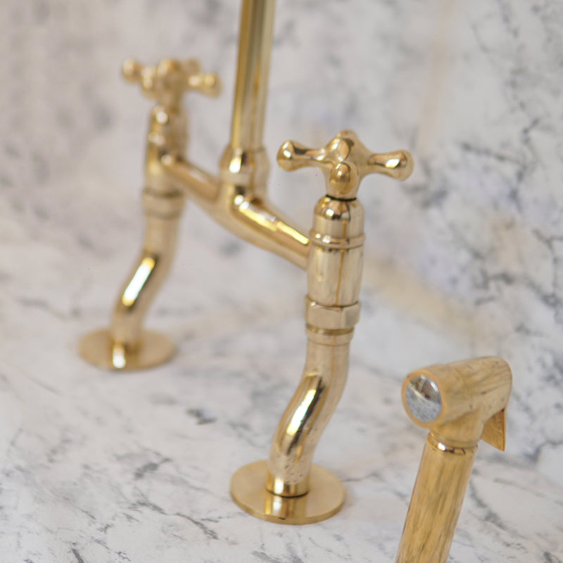 Elegant Curved Leg Brass Kitchen Faucet - BRASSMA