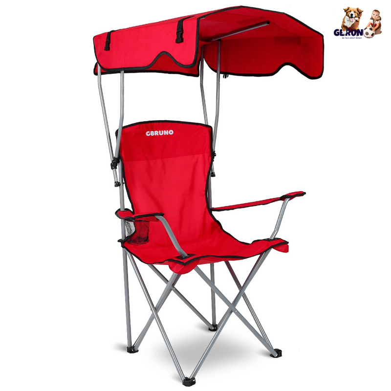 Foldable Beach Canopy Chair Sun Protection Camping Lawn Canopy Chair 330LBS Load Folding Seat w/ Cup Holder For Beach Poolside Travel Picnic, photo 6 of 14