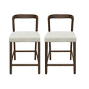 Solid Rubber Wood Counter Stools (Walnut + Beige) Set of 2 by HouseOfZazla