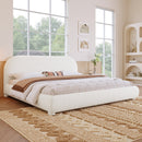 Cream Style Fabric Upholstered Bed, Simple Modern Bedroom Double Bed, Queen by HouseOfZazla