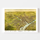 Vintage Map of Bangor, Maine 1875