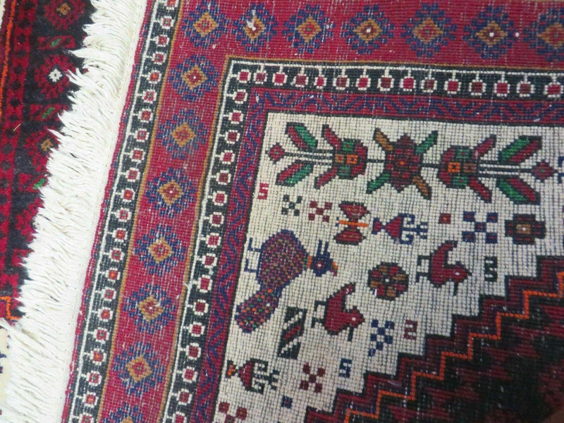4' X 7' Vintage Handmade Indian Jaipur Rug Bird Carpet