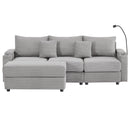 Modern Style Loveseat Sofa Sectional Sofa Couch With Storage Space, A Movable Ottoman, Two USB Ports, Two Cup Holders, A Phone Holder For Living Room by HouseOfZazla