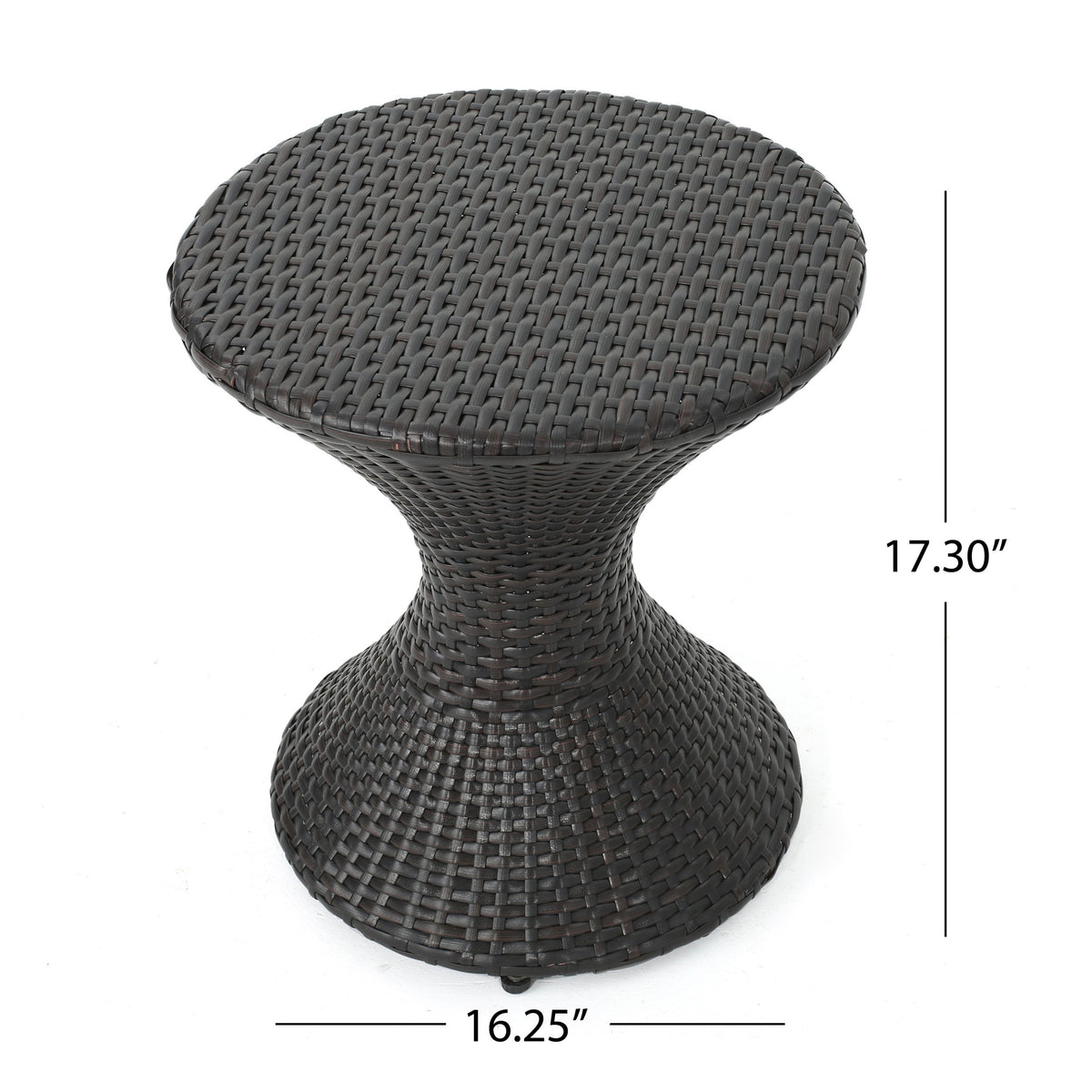 Outdoor 16-Inch Multi-Brown Wicker Hourglass Side Table, photo 4 of 8