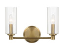 Regal - Double Light Vanity With Clear Ribbed Satin - Antique Brass / Clear by HouseOfZazla