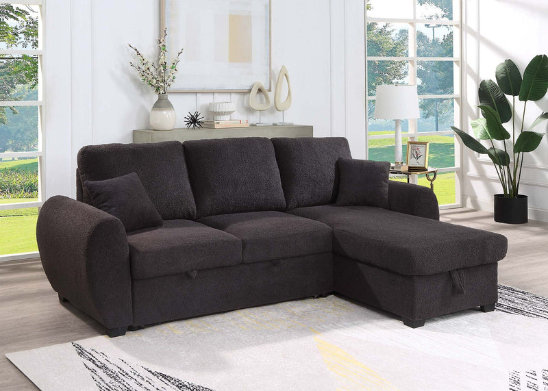 Veronica - Reversible Sleeper Sectional Sofa With Storage Chaise - Black, photo 3 of 7