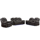 3 Pieces Recliner Sofa Sets Home Theater Seating Manual Recliner Chair With Center Console And LED Light Strip For Living Room by Unique Piece Furniture