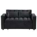 55.3" 4-1 Multi-functional Sofa Bed with Cup Holder and USB Port for Living Room or Apartments Black