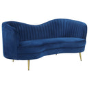 Marsden - Upholstered Vertical Channel Tufted Loveseat Seating With Tapered Legs - Blue by HouseOfZazla