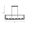 GobekUsa Traditional Cylinder Glass Island Light with Black Rectangle Frame - 3/6 Lights Dining Room Hanging Fixture