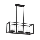 GobekUsa Traditional Cylinder Glass Island Light with Black Rectangle Frame - 3/6 Lights Dining Room Hanging Fixture