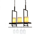 GobekUsa Traditional Cylinder Glass Island Light with Inner Yellow Marble Shade - 3/5 Lights - Dining Room Ceiling Fixture