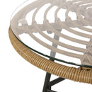Petrichor Outdoor Side Table with Tempered Glass and Steel Frame by HouseOfZazla