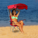 Foldable Beach Canopy Chair Sun Protection Camping Lawn Canopy Chair 330LBS Load Folding Seat w/ Cup Holder For Beach Poolside Travel Picnic