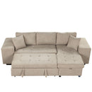 Modern L-Shape 3 Seat Reversible Sectional Couch, Pull Out Sleeper Sofa With Storage Chaise And 2 Stools For Living Room Furniture Set by HouseOfZazla