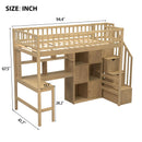 Loft Bed With Built In L Shaped Desk, LED Lights, Storage Shelves, Cabinets, And Staircase by Unique Piece Furniture