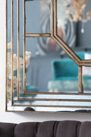 Antique Style Decorative Square Wall Mirror With Mirrored Frame, Wall Decor For Living Room Entryway, Console Lean Against Wall - Silver by HouseOfZazla